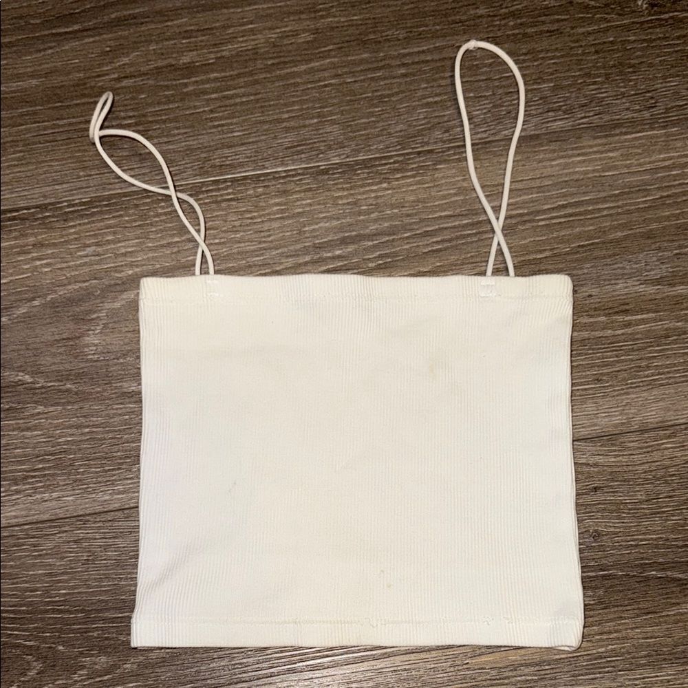 Zara Cream Ribbed Top